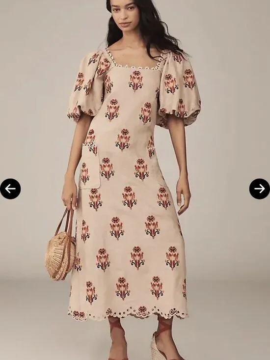 New Farm Rio Anthropologie Macaw Embroidered Maxi Dress Pockets L - Picture 4 of 5